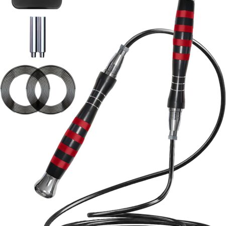 Speed Jump Rope, Double Under Jumping Rope, Aluminium Handle Skipping Rope for lf-Locking Which is Easy to Adjust Length, Removable Weight, Boxing Fitness Training for Men Women