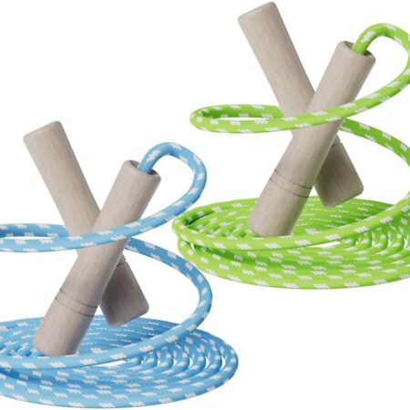 Cotton Jump Rope for Kids - Wooden Handle - Adjustable Cotton Braided Fitness Skipping Rope - Outdoor Fun Activity, Great Party Favor, Exerci Activity, Pack of 2