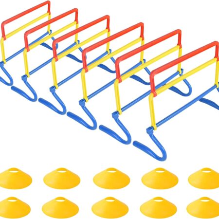 6 Pack Multicolor Agility Hurdles 4 Height Adjustable Speed Training Hurdles Fitness & Speed Training Equipment