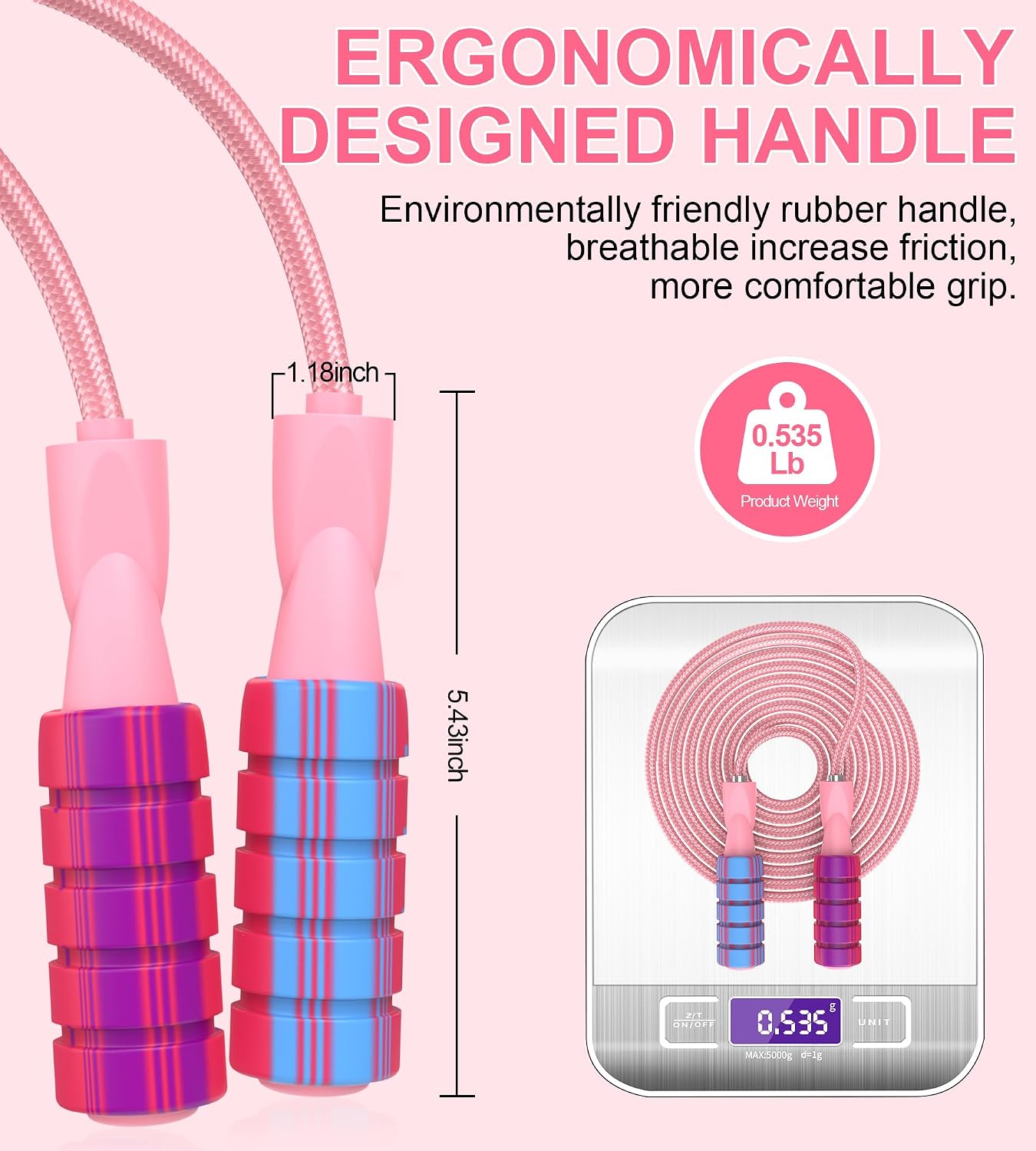 Jump Rope for Women Men, Fitness Jumprope for Women Workout, Adjustable Adult Exerci Skipping Rope - Image 2